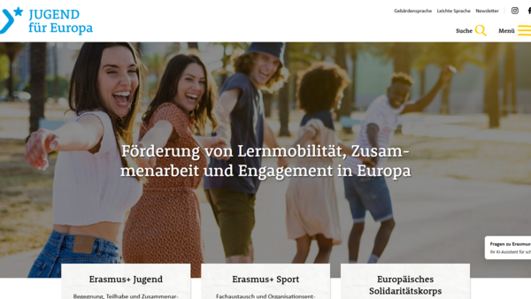Screenshot der neuen jugendfuereuropa.de
