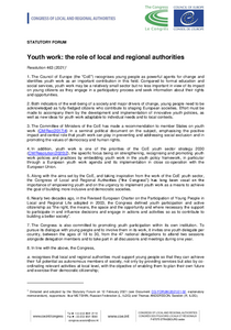 Youth work: the role of local and regional authorities