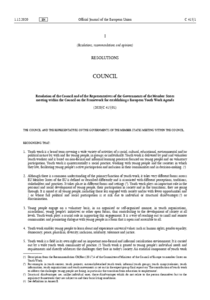 Resolution of the Council and of the Representatives of the Governments of the Member States meeting within the Council on the framework for establishing a European Youth Work Agenda