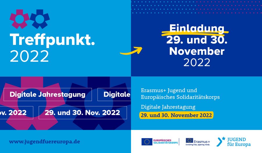 Einladung: Treffpunkt vom JUGEND für Europa vom 29.11. bis 30.11.2022
